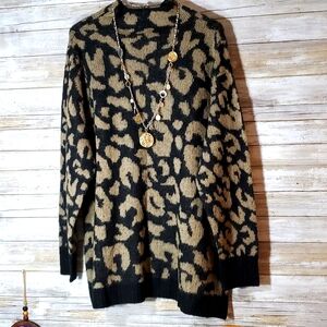 LOGO by Lori Goldstein Leopard Print Sweater L
